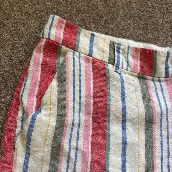 Old Navy Mid Rise Everyday Linen Blend Multicolor Stripes Women's Size 14 Summer - Picture 4 of 16